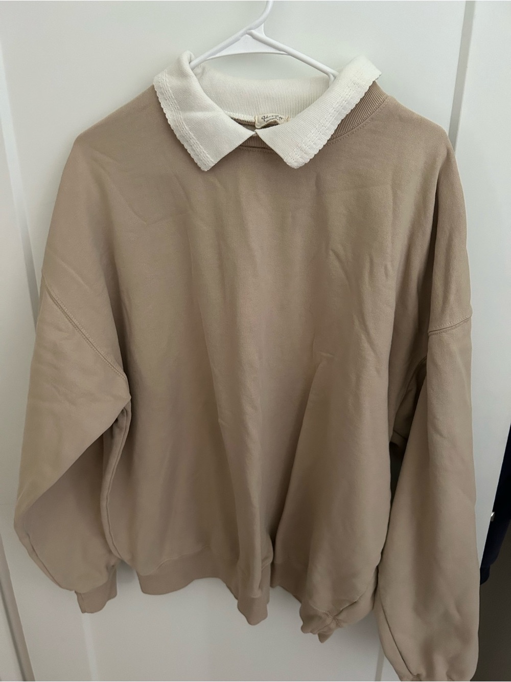 Brandy Melville Beige Sweatshirt with White Collar